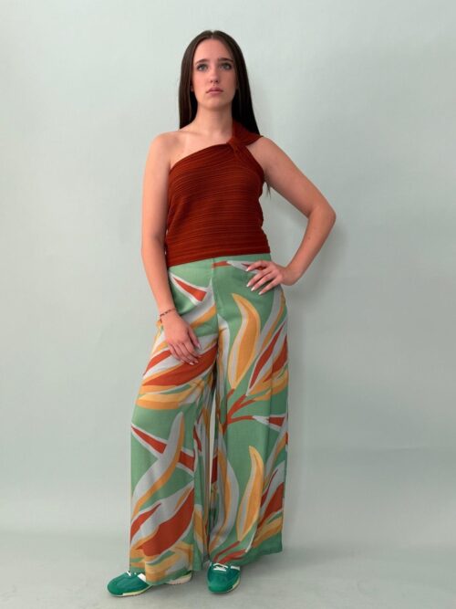 top crochet monospalla, colore marrone